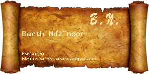 Barth Nándor névjegykártya