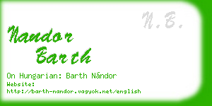 nandor barth business card